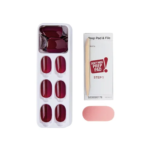 Miniatura 4 de Kiss Impress - Kit de uñas a presión sin pegamento, Over You, 30 uñas rojas para despegar y pegar, squoval corto súper delgado, acabado de gel