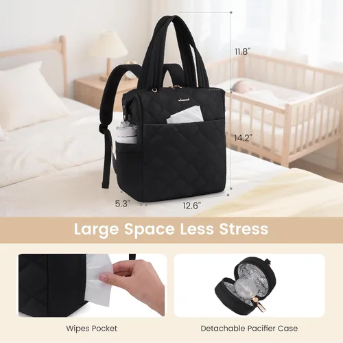 Miniatura 5 de LOVEVOOK Mochila para pañales, bolsa de pañales para mamá y papá con cambiador, bolsillos aislados, mochila ligera convertible para mamá con funda