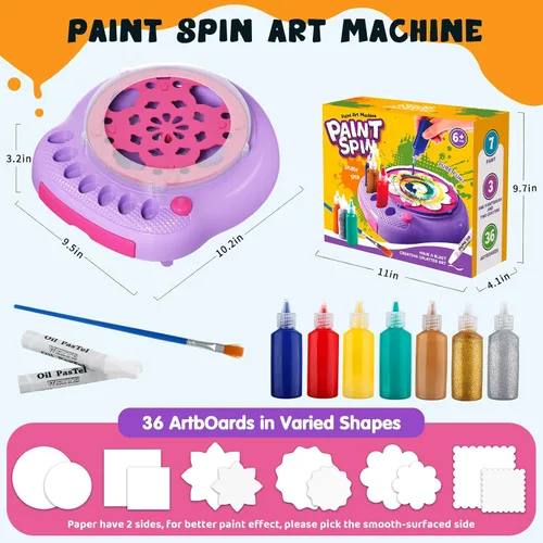 Miniatura 6 de Kit de Máquina de Arte de Pintura Giratoria para Niños, Conjuntos de Kits de Juguetes Giratorios de Pintura de Artes y Manualidades para Niños
