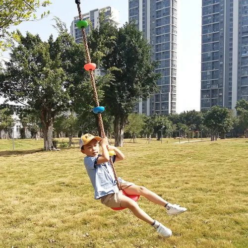 Miniatura 7 de Cuerda de escalada de árbol y asiento de columpio de disco para niños, accesorios para patio trasero al aire libre
