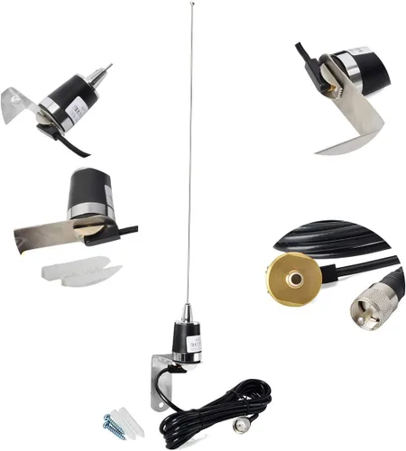 Miniatura 6 de Antenas HYS para aficionados Antena de doble banda NMO de 20 pulgadas VHF 144/UHF 430MHz Montaje en forma de L NMO Antena de radio móvil con soporte