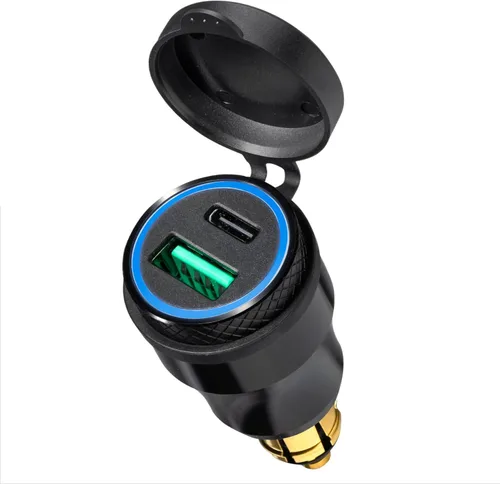 Adaptador de corriente para motocicleta, enchufe DIN Hella a QC 3.0 USB y cargador tipo C compatible con BMW Triumph Tiger Ducati motocicleta