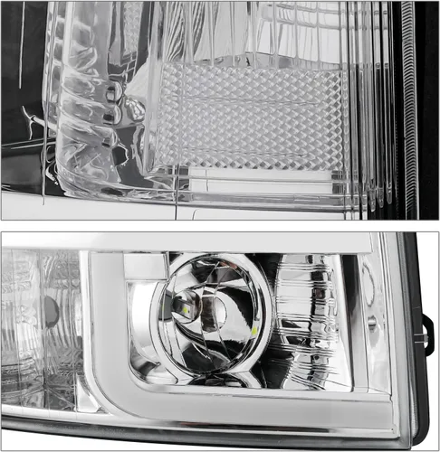 Miniatura 5 de M-AUTO Conjunto de faros proyector cromado con 2 pares de bombillas LED de 6000K preensambladas compatibles con Chevy Silverado 1500 07-13