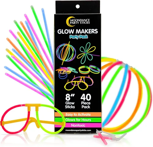 PartySticks Ultra Bright Bulk Party Supplies - Glow in The Dark Glow Sticks with Eye Glasses, Bracelets, and Connectors - Light Up Halloween 4th of