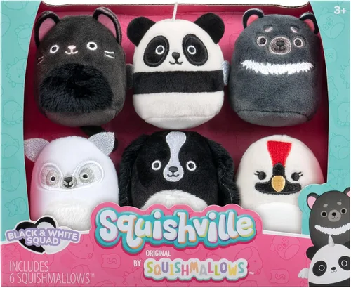 Miniatura 2 de Squishville de Original Squishmallows Escuadrón Negro y Blanco de Peluche - Seis Peluches Squishmallows de 5 cm Incluyendo Tajo, Kayce, Bambalina