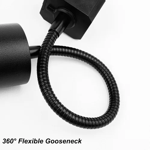 Miniatura 5 de Kiven Iluminación de riel tipo H, 1 luz moderna Halo Track accesorios de iluminación con cuello de cisne flexible de 360°, foco LED de aluminio