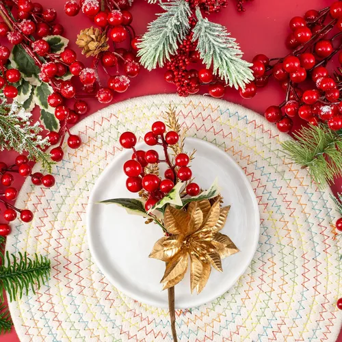 Miniatura 5 de Ramas grandes de pino de bayas rojas de 9 a 14 pulgadas, paquete de 16 ramas de pino surtidas, ramas de flores para corona de Navidad, decoración