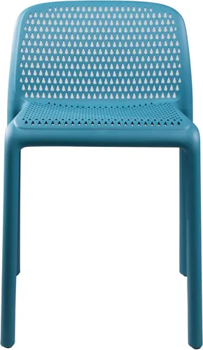 Miniatura 4 de CozyBlock Punch - Silla de comedor apilable perforada para interior y exterior, juego de 4 (azul turquesa)