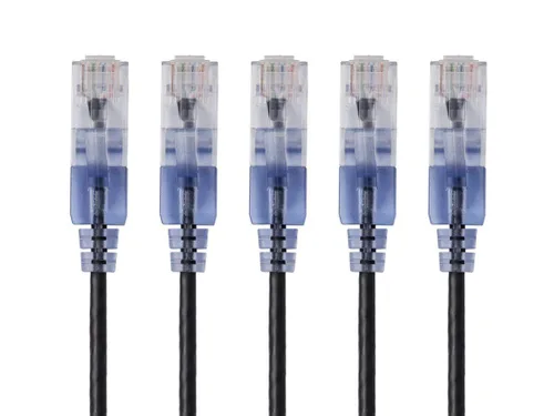 Miniatura 5 de Monoprice Cat6A - Cable de conexión Ethernet de 6 pulgadas, negro, UTP, 30 AWG, 10G, cable de cobre puro desnudo, sin enganche, RJ45, serie SlimRun