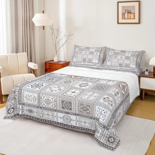 Miniatura 9 de Erosebridal Juego de sábanas y fundas de almohada vintage con estampado floral oriental para niños pequeños, juego de sábanas de medallón persa