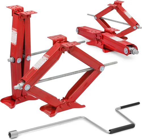 Miniatura 11 de M-AUTO Juego de 2 gatos de tijera de 2.5 toneladas para remolque de viaje, extensión máxima de 23.5 pulgadas, gatos estabilizadores de remolque