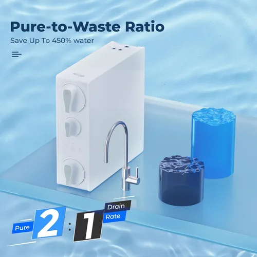 Miniatura 5 de iSpring RO500-BN, Sistema de filtro de agua por ósmosis inversa sin tanque, certificado NSF, 500 GPD de flujo rápido, grifo de níquel cepillado