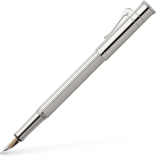 Faber Castell 145560 - Pluma estilográfica, M, punta media, colección clásica, revestimiento de platino, importación genuina