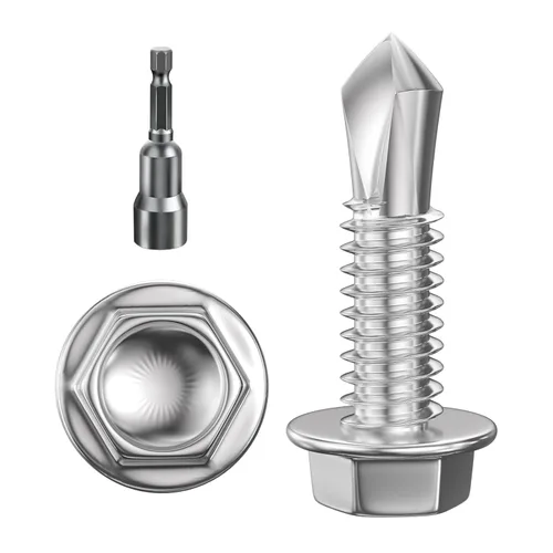 Miniatura 18 de Wensilon (250Pcs) #8×1" Tornillos autoperforantes de cabeza hexagonal con arandela, tornillos de acero inoxidable 410 para chapa metálica, tornillos