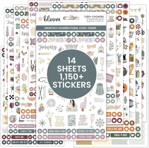 Miniatura 10 de bloom daily planners - Hojas de adhesivos para planificador mensual de celebraciones para decorar el calendario, planificar, álbumes de recortes