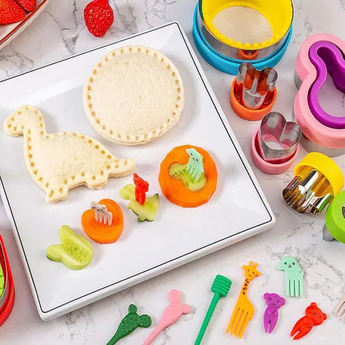 Miniatura 8 de Cortador de sándwiches para el almuerzo de los niños, 22 piezas (GRANDE), máquina de sándwiches de Nifogo y juego de cortadores de galletas