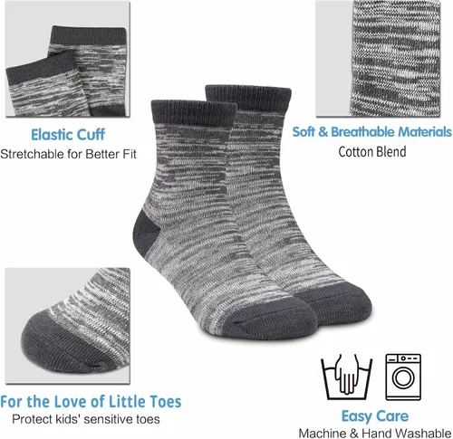 Miniatura 2 de Calcetines para niños, 12 pares de calcetines deportivos para niños pequeños y niñas (1 a 14 años), juego de calcetines atléticos de media