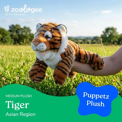 Miniatura 2 de The Petting Zoo Peluche de marioneta de mano de tigre, regalos para niños, animales de marioneta, juguete de peluche interactivo de tigre, 16