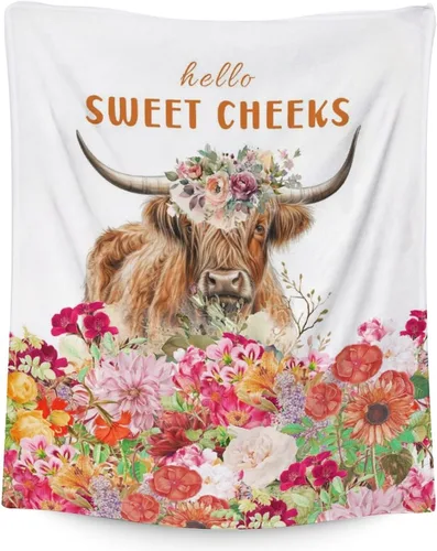 Miniatura 20 de Mercuryelf Highland Cow - Manta suave, mullida y cálida, 30 x 40 pulgadas, manta pequeña para regazo y cuna, color beige, bonito regalo para bebé