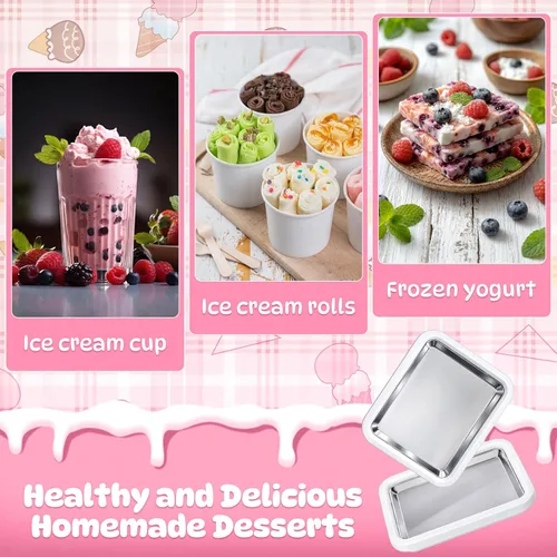 Miniatura 6 de 2 juegos de rodillos de helado instantáneos DIY en casa, máquina de helados enrollados caseros bandeja de yogur congelado para reuniones familiares