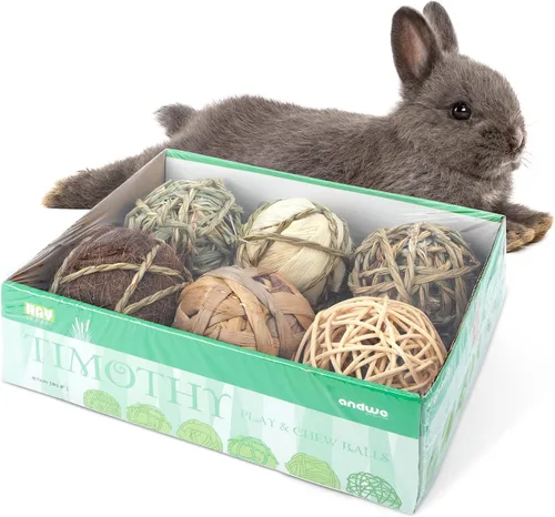andwe Pelotas de juego para animales pequeños, juguetes para masticar y golosinas para conejos, cobayas, chinchilla, conejito degus, jaula para