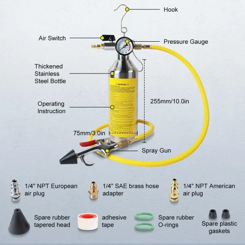 Miniatura 7 de Kit de Descarga de Aire Acondicionado CMTOOL, Herramienta de Descarga Automotriz y para el Hogar, Botella de Acero Inoxidable Espesado, Juego