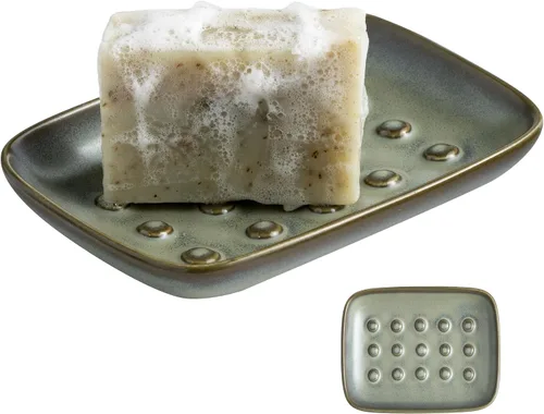 Miniatura 32 de Miamolo Jabonera limpiadora para ducha, jabonera de cerámica para barra de jabón grande, champú o esponja, bandeja ahorradora de jabón para baño