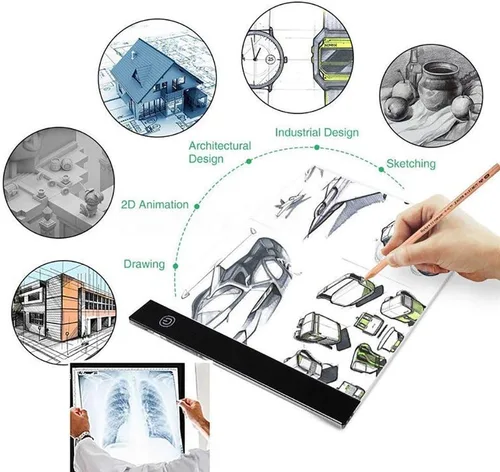 Miniatura 5 de Caja de luz LED para calcar, ultradelgada, portátil, con ajuste de brillo, para artistas, dibujo de tatuaje, bocetos, transmisión por internet