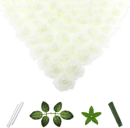 100 flores artificiales de 2 pulgadas, cabeza de rosa falsa de espuma a granel para decoración del hogar, decoración de boda, despedida de soltera,