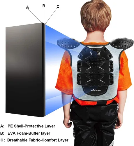 Miniatura 4 de Protección para pecho para motocross juvenil, ATV, moto todoterreno - Equipo de seguridad Webetop para niños y adolescentes (Talla L)