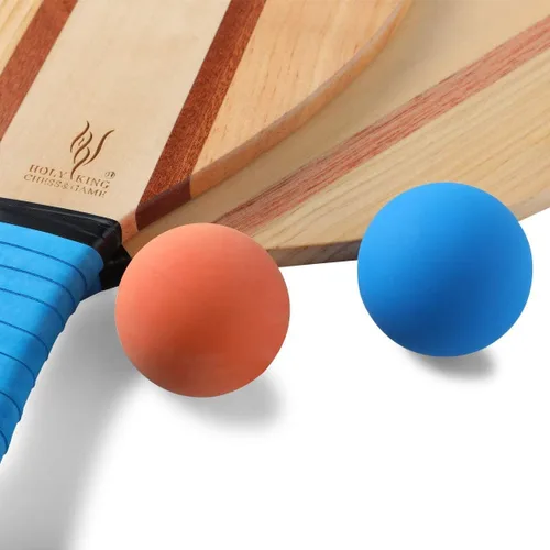 HOLYKING Wooden Beach Striped Paddle Game Sets, Tennis Racket Outdoor Sport Games