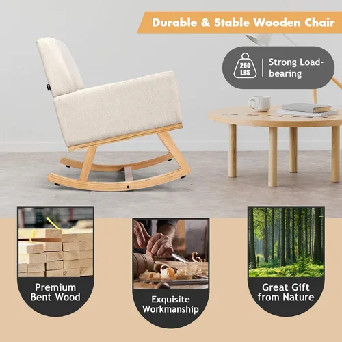 Miniatura 3 de POWERSTONE Sillas mecedoras tapizadas para habitación del bebé, con reposabrazos de mediados de siglo, para espacios pequeños, dormitorio, sala