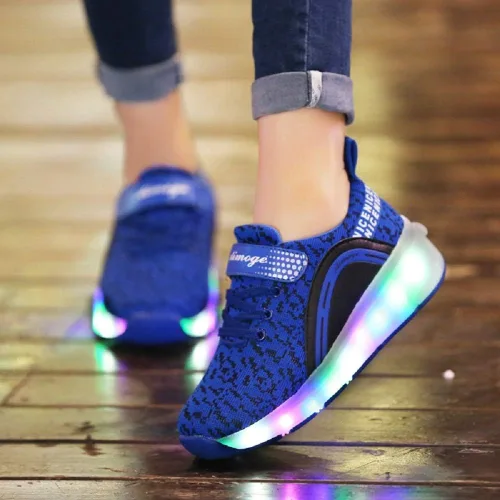 Miniatura 3 de SDSPEED - Zapatos deportivos de patinaje para niños con ruedas individuales de LED