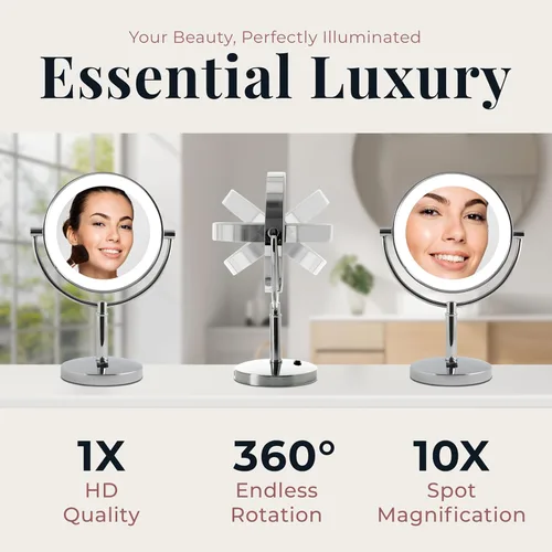 Miniatura 2 de Zadro Laguna Espejo de maquillaje de 11 pulgadas con luces y aumento LED iluminado espejo de maquillaje con aumento 10X/1