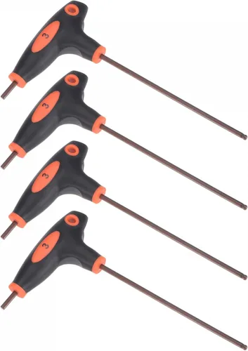 uxcell Llave hexagonal de extremo de bola de 0.118 in, llave inglesa con mango en T, acero métrico S2 4 piezas