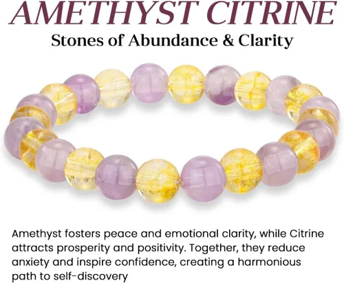 Miniatura 12 de Crystal Vibe Pulseras de cuentas de 0.315 in para mujeres y hombres, pulseras de cristal con piedras preciosas naturales, tamaño elástico ajustable