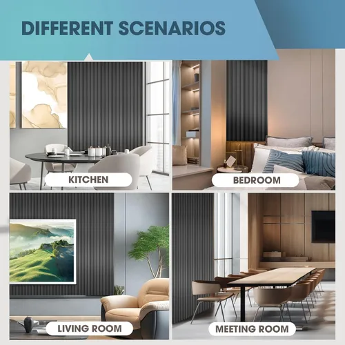 Miniatura 7 de OUZUGIE WPC Paneles de Pared de Lata Acústica, Paquete de 8 Paneles de Pared 3D de 114 x 6 Pulgadas para Decoración de Paredes Interiores, Sala