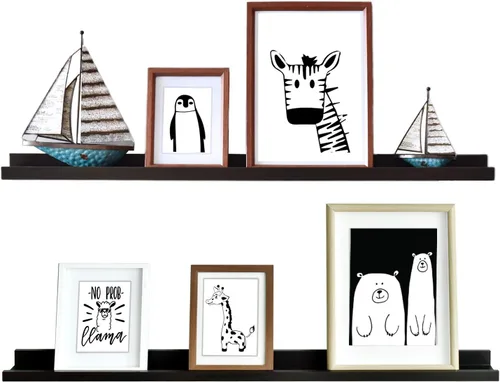 WELLAND Vista - Estantería para fotos, estantes flotantes de pared, 36 pulgadas, juego de 2, color espresso