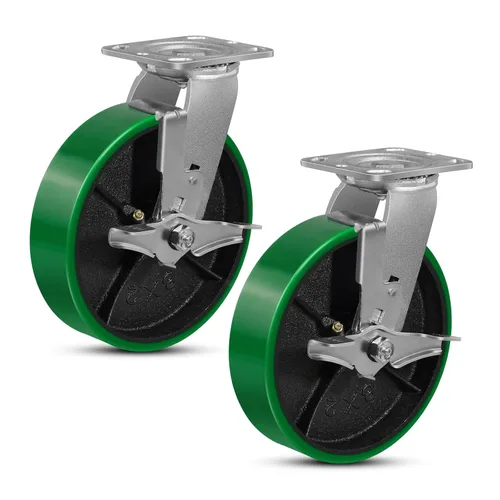 Miniatura 66 de Ruedas giratorias, ruedas industriales de 4 pulgadas resistentes, poliuretano en rueda de acero, ruedas giratorias de placa superior