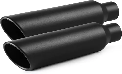 Miniatura 6 de Punta de escape de 2.5 pulgadas de entrada a 4 pulgadas, 2 piezas, A-KARCK recubierto negro de 17 pulgadas de largo para soldadura en tubo de escape