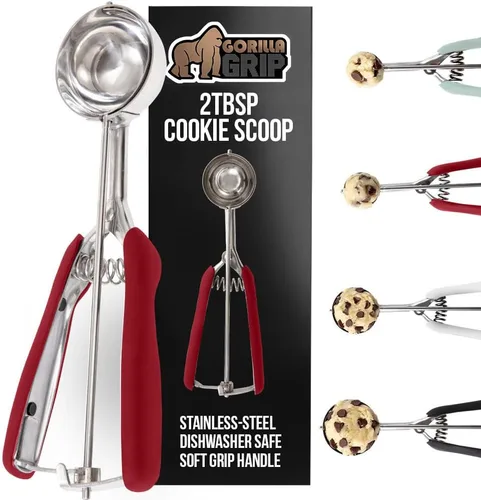 Gorilla Grip - Cuchara con resorte de acero inoxidable de alta calidad, para frutas, galletas y helados, cuchara mediana talla 30 de 2 cucharadas,
