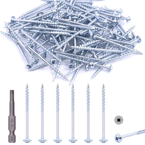 Miniatura 9 de Hilitchi Tornillos de acero de aleación #8 para agujeros de bolsillo de zinc resistentes a la intemperie, tornillos cuadrados con unidad cuadrada