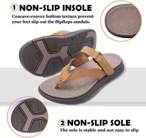 Miniatura 3 de MGGMOKAY Sandalias ligeras de cuero para hombre con soporte de arco