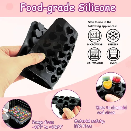 Miniatura 3 de Paquete de 3 moldes de silicona para cubitos de hielo con forma de corazón, mini molde de cera de San Valentín para hornear chocolate, gomitas