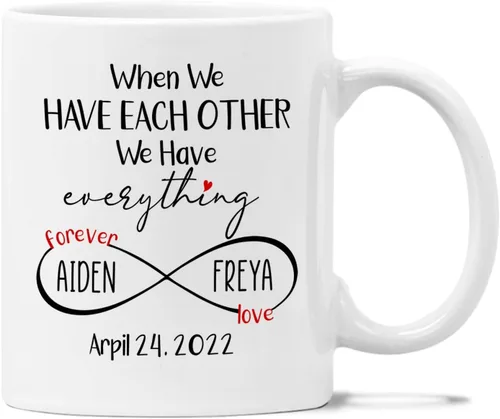 Miniatura 8 de Taza de regalo para novio/novia, regalos personalizados para agregar más amor al mundo, regalos de taza con nombre personalizado para recién