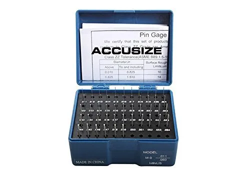 Accusize Industrial Tools 0.011 '' a 0.060'', 50 piezas de acero Plug Pin Gage Set, menos, clase Zz, M0 (-)