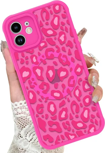 Miniatura 26 de KANGHAR - Funda para iPhone 11 [Compatible con Magsafe] Patrón estampado de leopardo Lindo guepardo Funda protectora magnética para niñas, mujeres