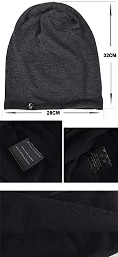Miniatura 4 de VECRY Hombres Slouch Hollow Beanie Thin Summer Cap Skullcap