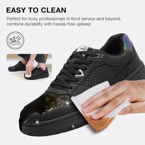 Miniatura 2 de SPIEZ Zapatos de trabajo antideslizantes para hombres y mujeres, zapatos de servicio de alimentos antideslizantes y resistentes al aceite, zapatos