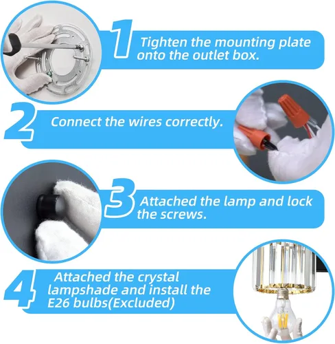 Miniatura 5 de Luz de tocador de baño dorada - Accesorio de luz de baño de cristal sobre espejo